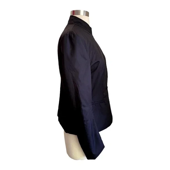 Armani Collezioni Black Asymmetric Close Blazer Jacket Italian Size 40 US 4 EUC - Picture 2 of 9